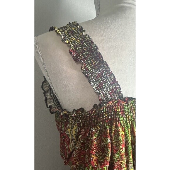 Seven Islands Sleeveless Ruffle Straps Paisley Print Maxi Dress Size Medium - Picture 8 of 9